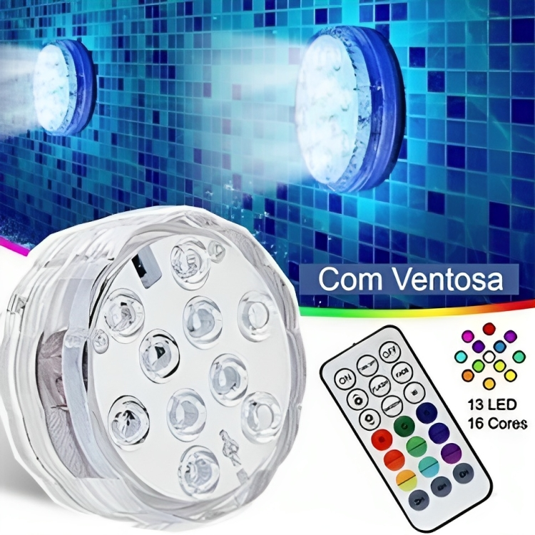 Kit Luminárias de Piscina RGB - Sem Fio Com Controle Remoto