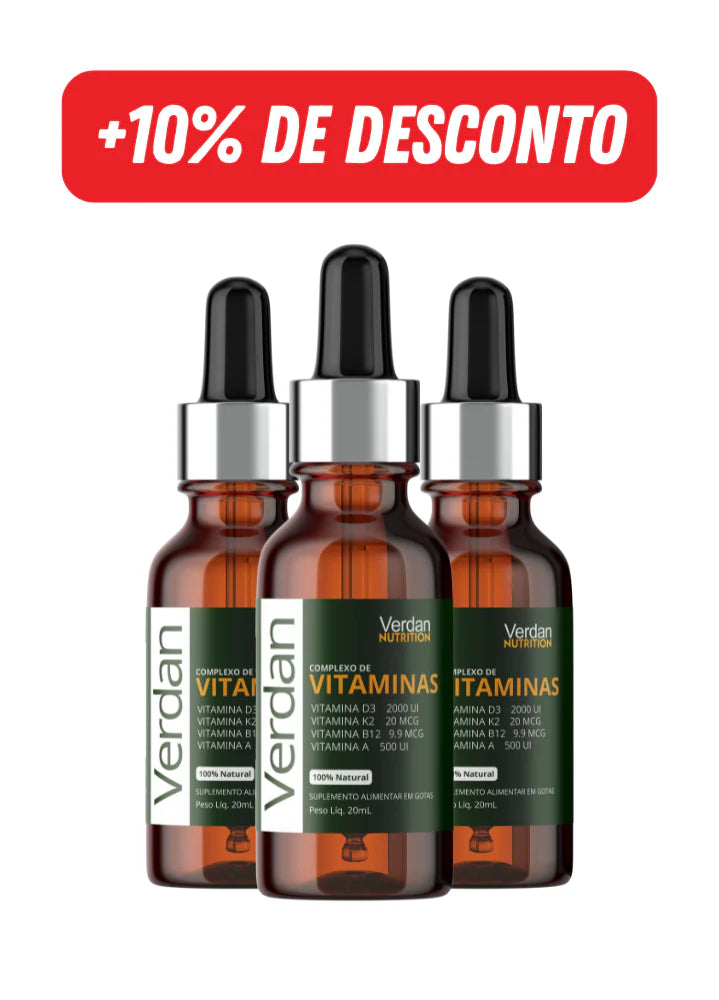 Vitaminas em Gotas (D3, K2, B12 e A) - Poucas Unidades