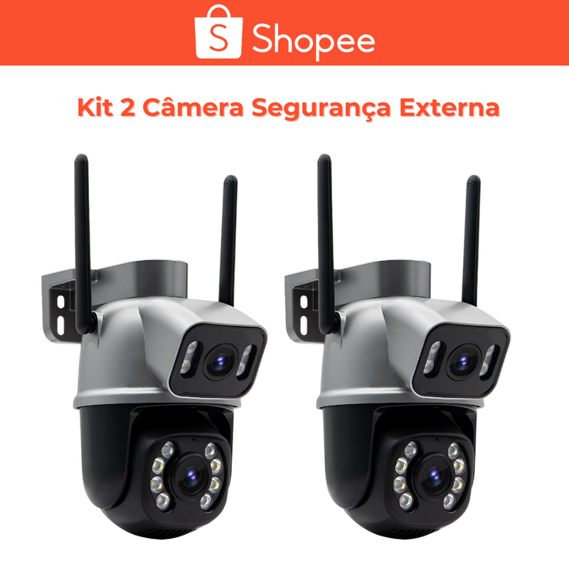 kit com 2 Câmera de Segurança A28B WiFi Dual 1080P 3MP Dupla WiFi para Alarme De Detecção De Segurança Doméstica Intercomunicador