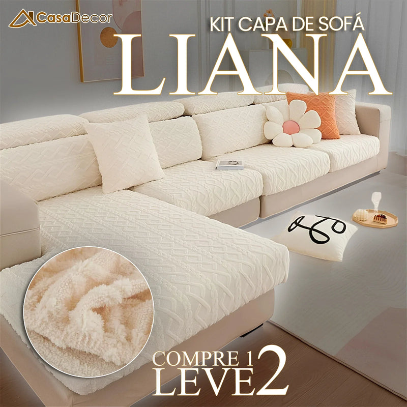 [Pague 1, Leve 2] Capa de Sofá Liana (O Toque Delicado Que Encanta!) + BRINDE: 2 Almofadas